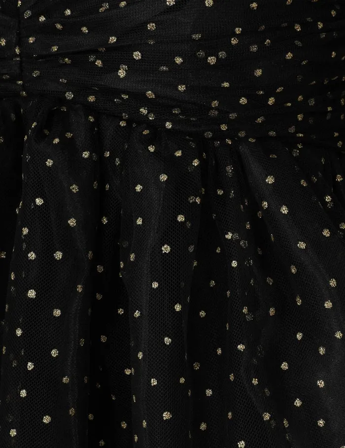 Women Dresses Zimmermann Tulle Ruched Mini Dress Blackgold Dot
