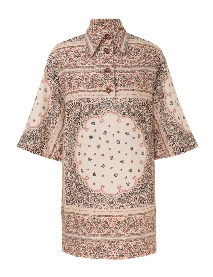 Women Dresses Zimmermann Tunic Mini Dress Cream Bandana