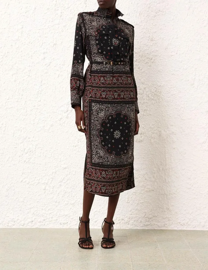 Women Dresses Zimmermann Utility Midi Dress Black Bandana