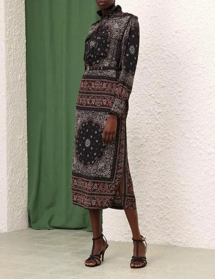 Women Dresses Zimmermann Utility Midi Dress Black Bandana