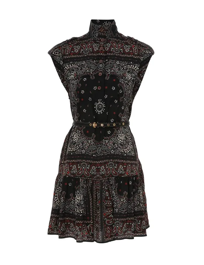 Women Dresses Zimmermann Utility Mini Dress Black Bandana