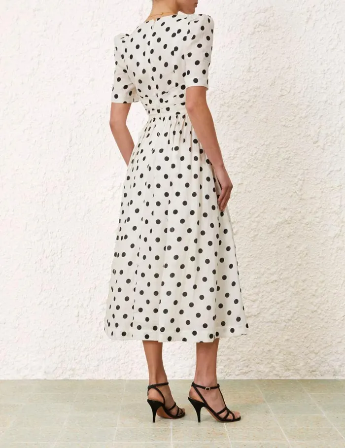 Women Dresses Zimmermann V Neck Midi Dress Creamblack Dot