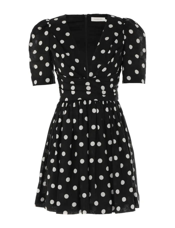 Women Dresses Zimmermann V Neck Mini Dress Blackcream Dot