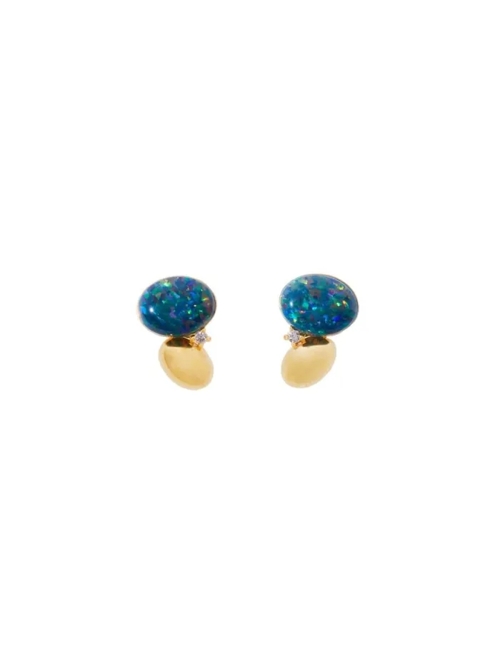 Women Earrings Zimmermann Austral Collage Studs Goldgreen