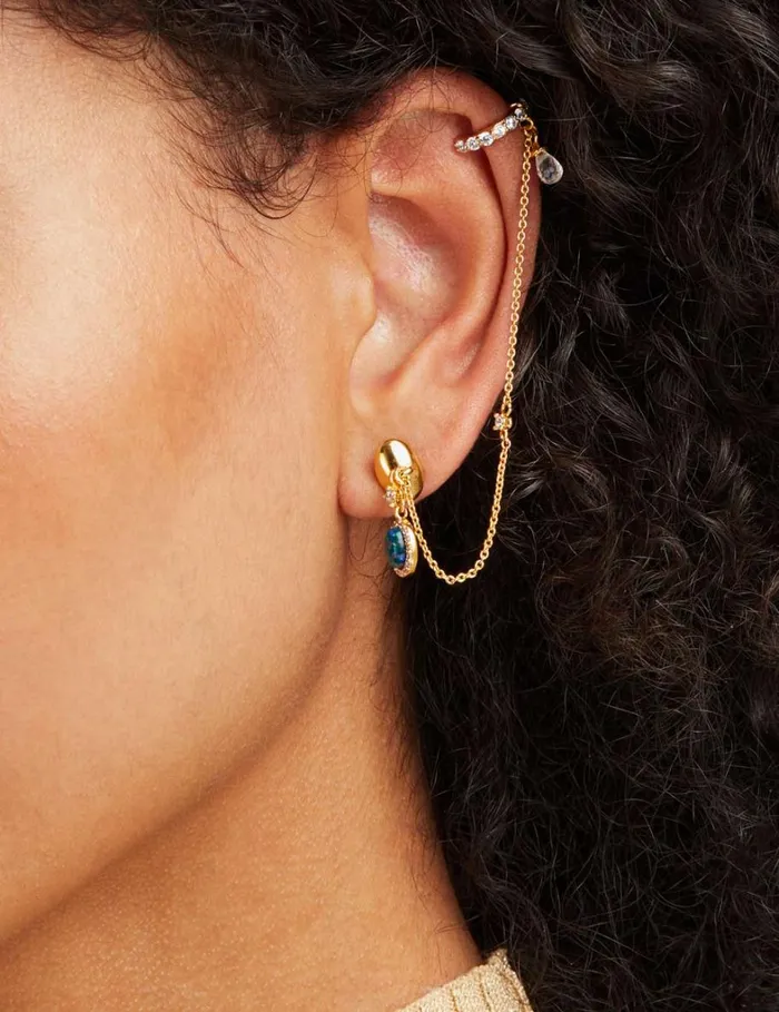Women Earrings Zimmermann Austral Draped Huggie Goldgreen