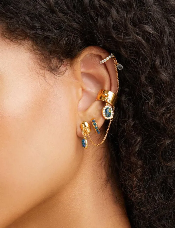 Women Earrings Zimmermann Austral Draped Huggie Goldgreen