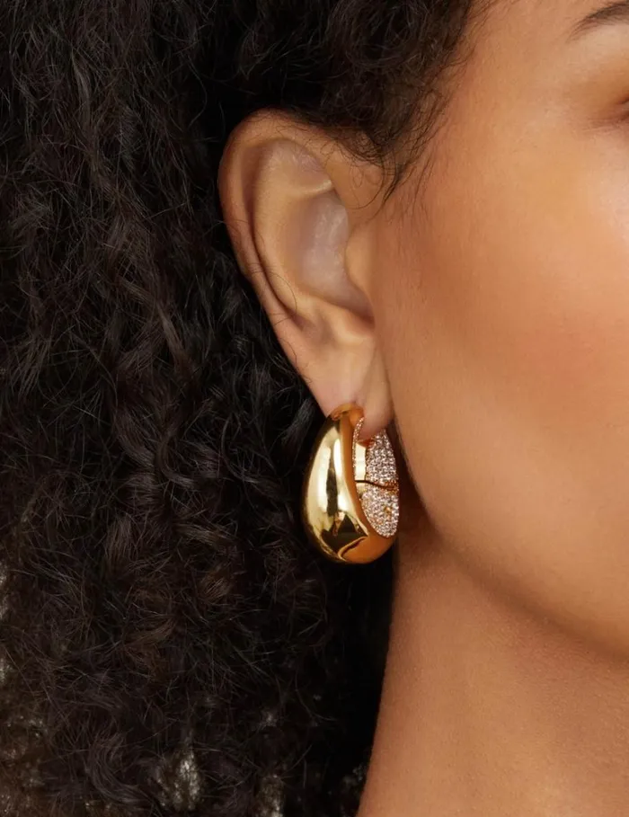 Women Earrings Zimmermann Carved Pave Hoops Gold