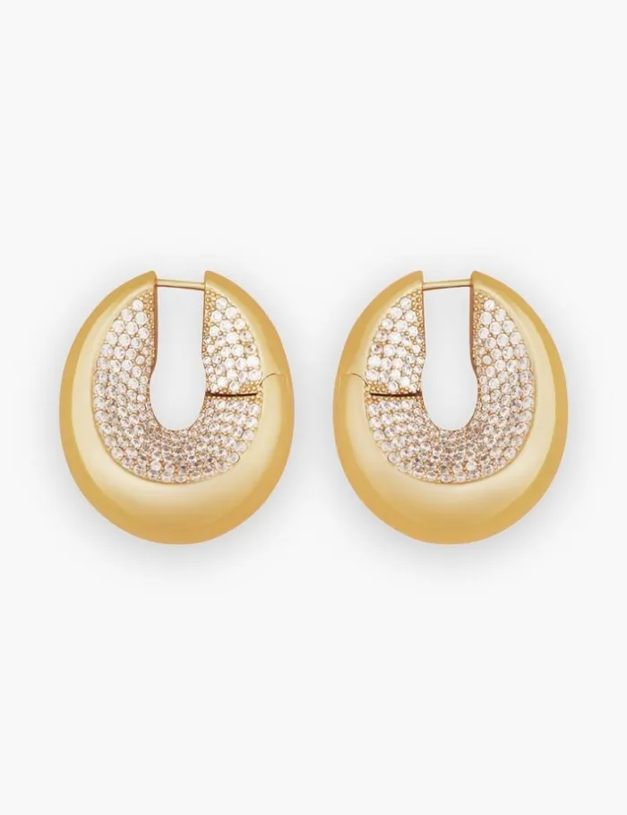 Women Earrings Zimmermann Carved Pave Hoops Gold
