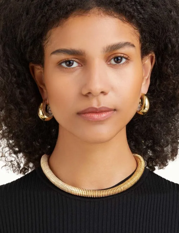 Women Earrings Zimmermann Carved Pave Hoops Gold
