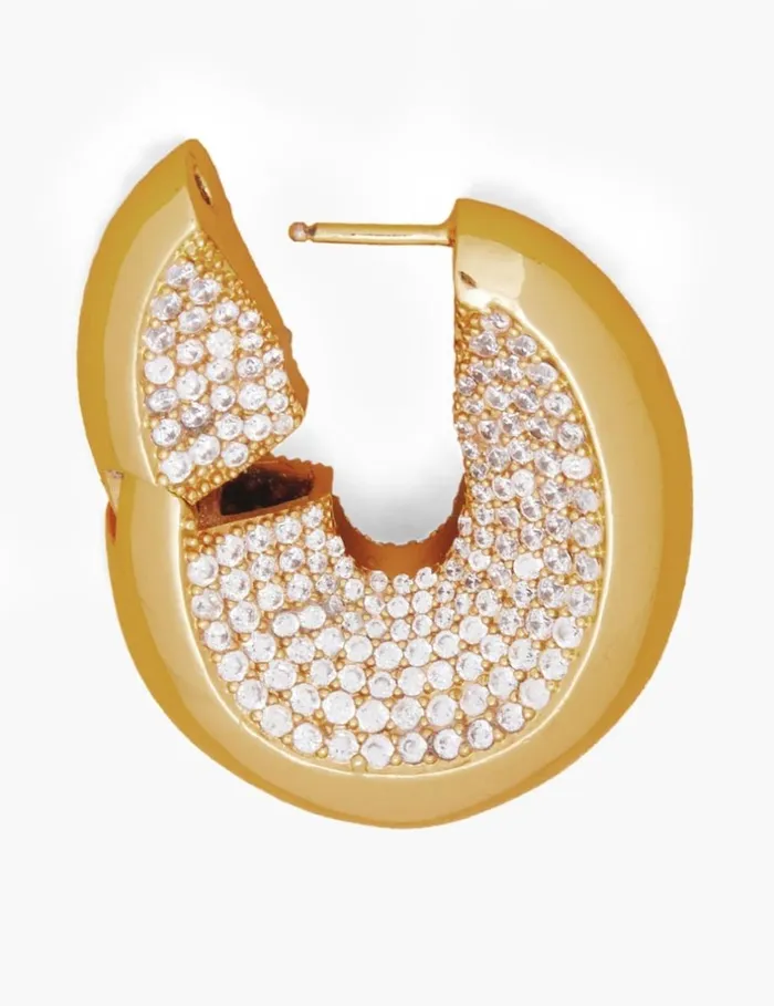 Women Earrings Zimmermann Carved Pave Hoops Gold