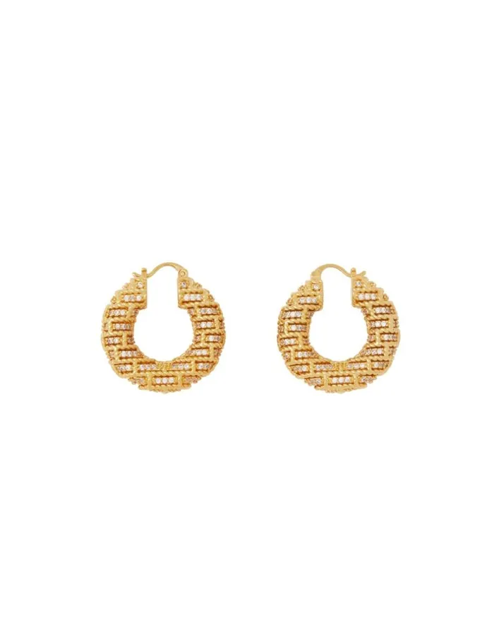 Women Earrings Zimmermann Twisted Rope Pave Hoops Gold