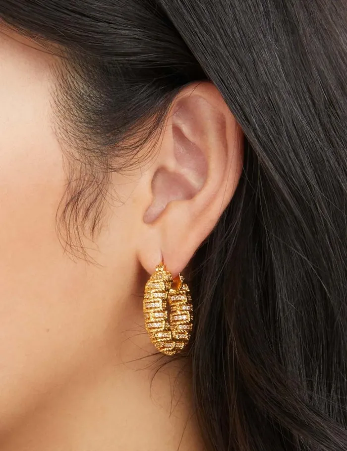 Women Earrings Zimmermann Twisted Rope Pave Hoops Gold