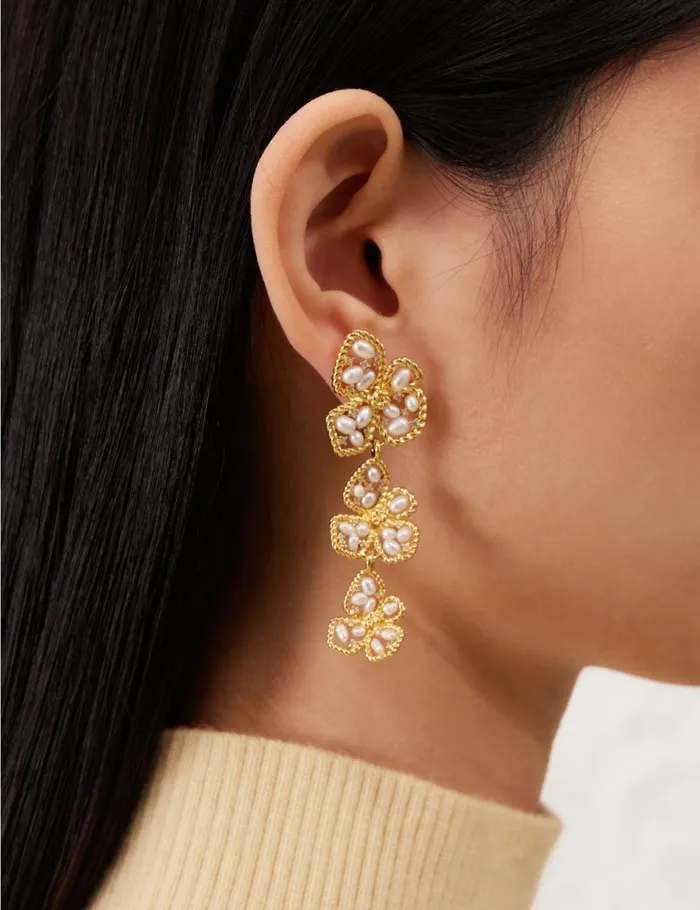 Women Earrings Zimmermann Zimmermann Bloom Large Dangles Goldpearl