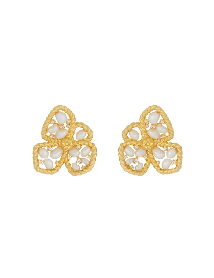 Women Earrings Zimmermann Zimmermann Bloom Large Studs Goldpearl
