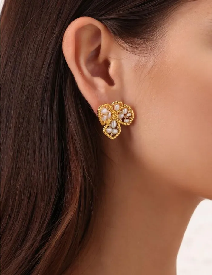 Women Earrings Zimmermann Zimmermann Bloom Large Studs Goldpearl