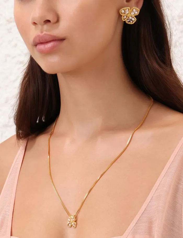 Women Earrings Zimmermann Zimmermann Bloom Large Studs Goldpearl