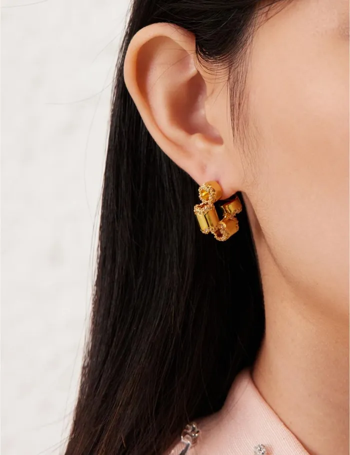 Women Earrings Zimmermann Zimmermann Swing Pave Hoops Gold