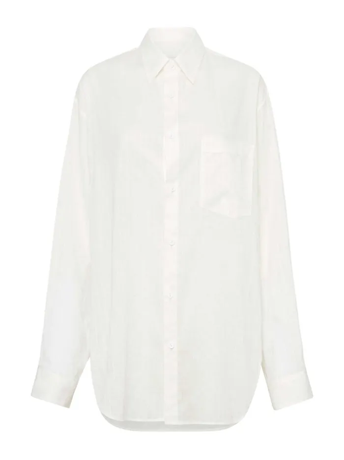 Women Embroidered Oversized Shirt White The UNDONE Tops