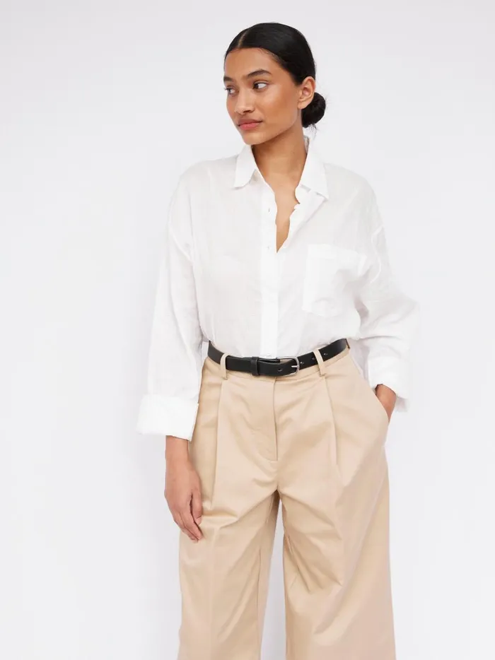 Women Embroidered Oversized Shirt White The UNDONE Tops