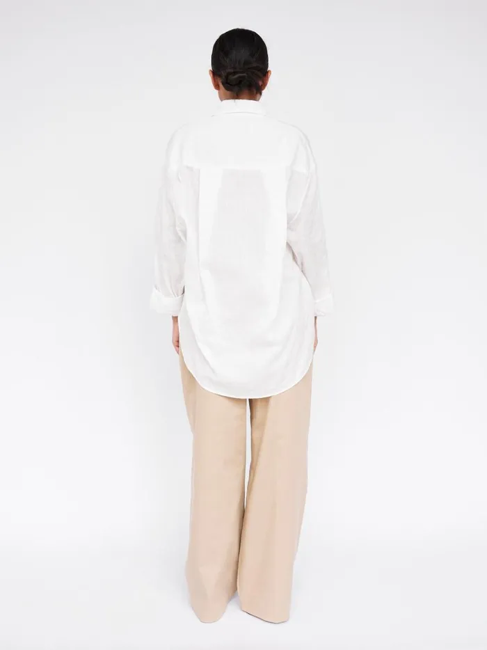 Women Embroidered Oversized Shirt White The UNDONE Tops
