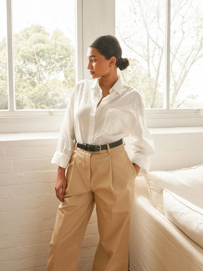 Women Embroidered Oversized Shirt White The UNDONE Tops
