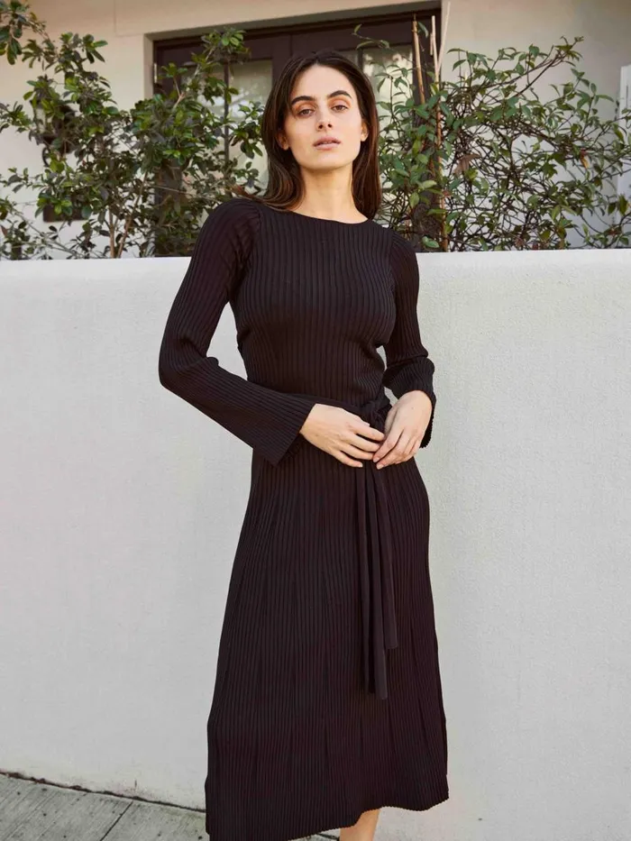 Women Emerson Rib Dress Black The UNDONE Dresses