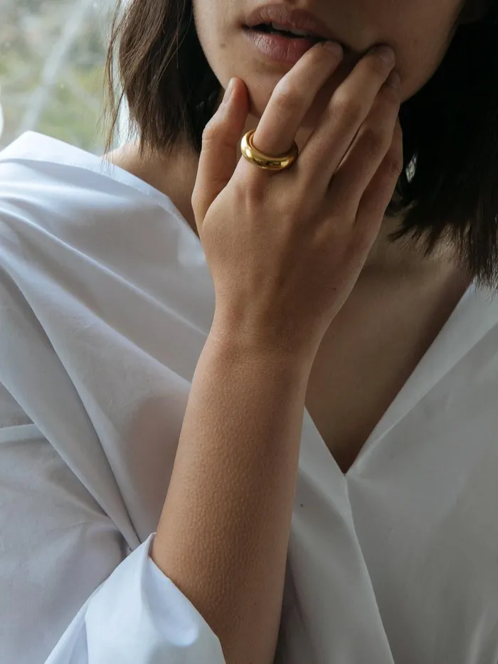 Women Fat Snake Polished Ring Gold The UNDONE Rings