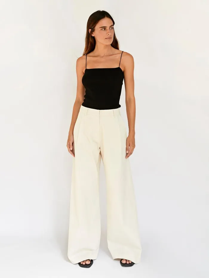Women Fine Strap Knit Top Black The UNDONE Tops