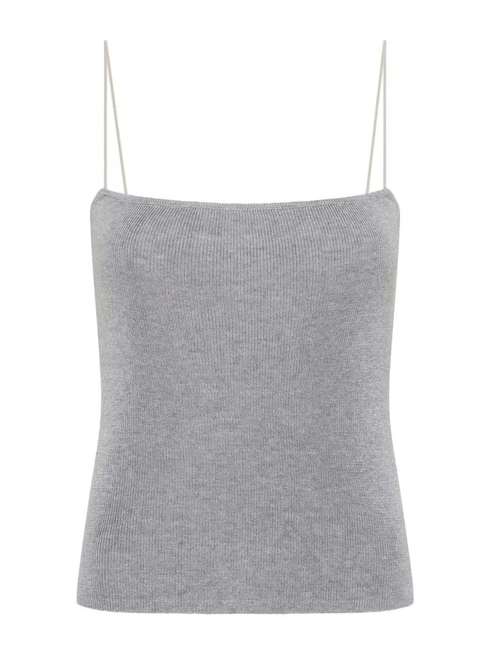 Women Fine Strap Knit Top Grey Marle The UNDONE Tops