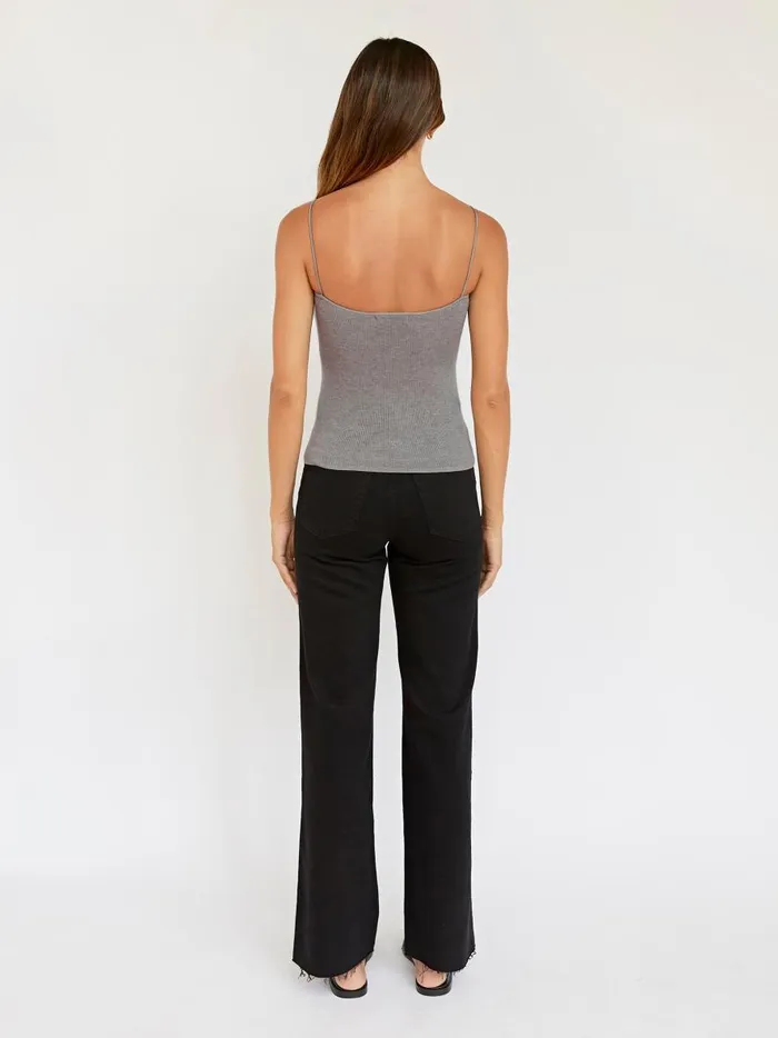 Women Fine Strap Knit Top Grey Marle The UNDONE Tops