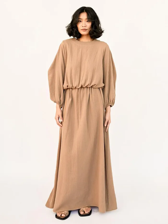 Women Floria Open Back Dress Almond The UNDONE Dresses