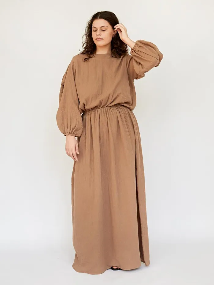 Women Floria Open Back Dress Almond The UNDONE Dresses