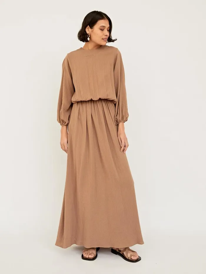 Women Floria Open Back Dress Almond The UNDONE Dresses
