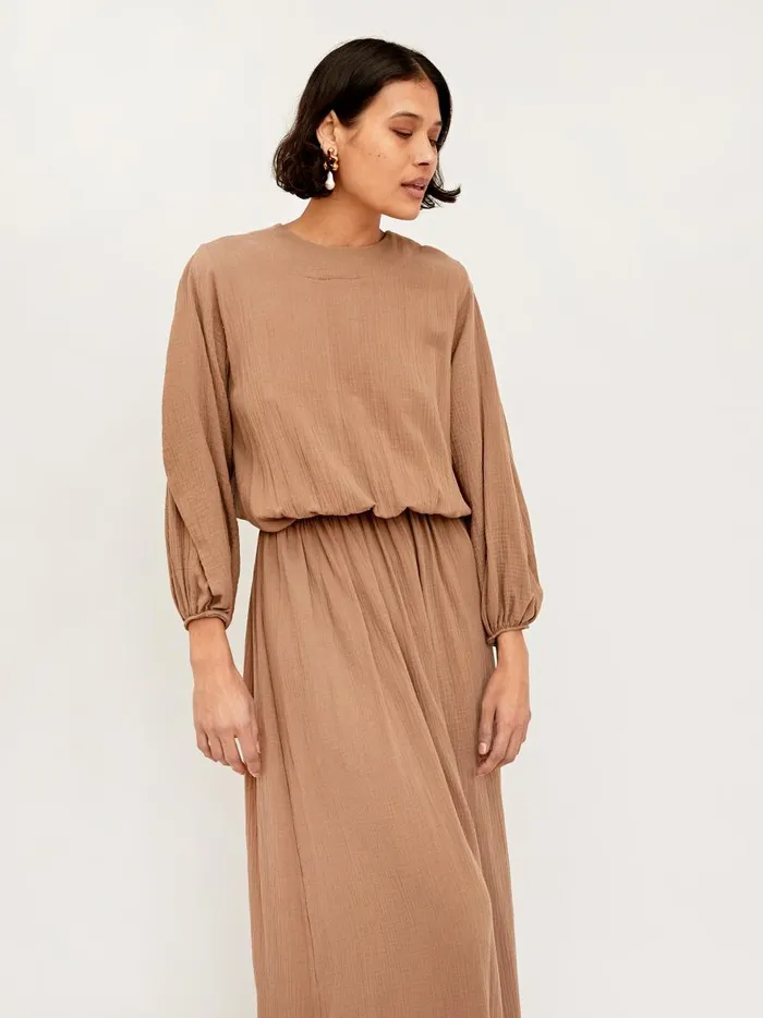 Women Floria Open Back Dress Almond The UNDONE Dresses