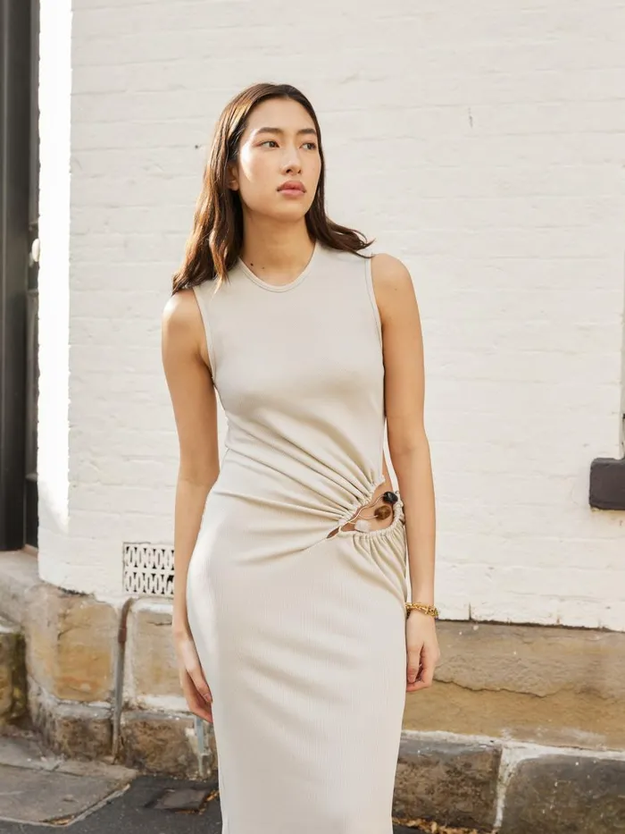 Women Folia Float Buckle Tank Dress Putty The UNDONE Dresses