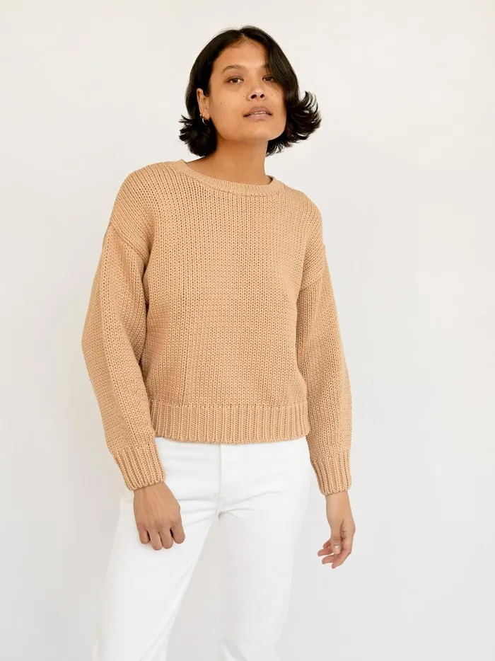 Women Ganika Knit Sweater Cream The UNDONE Tops
