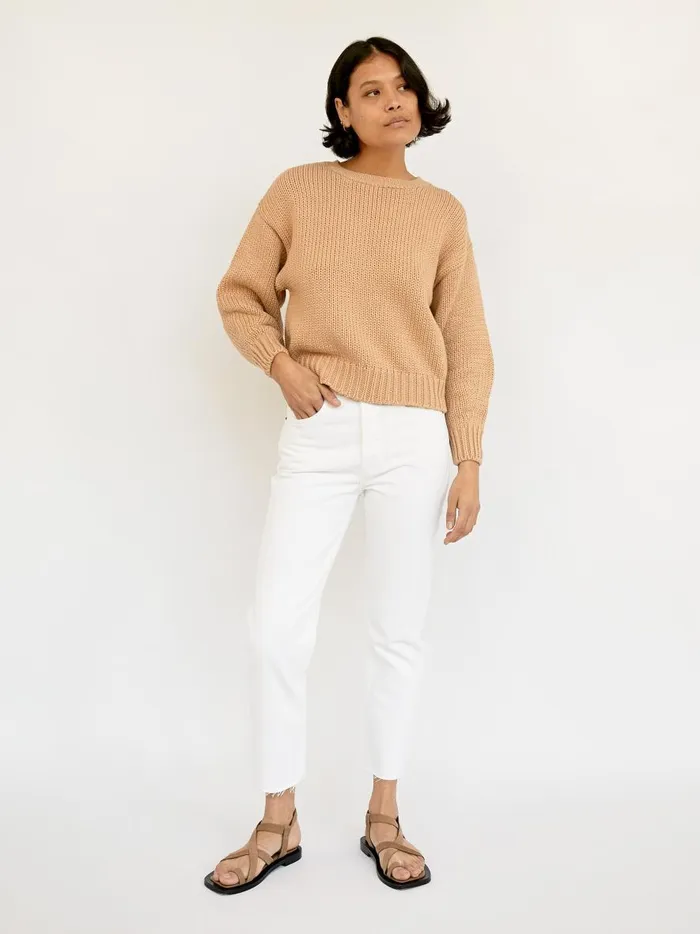 Women Ganika Knit Sweater Cream The UNDONE Tops