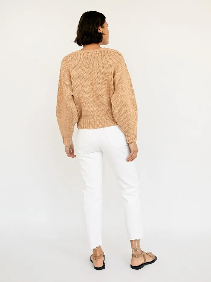 Women Ganika Knit Sweater Cream The UNDONE Tops