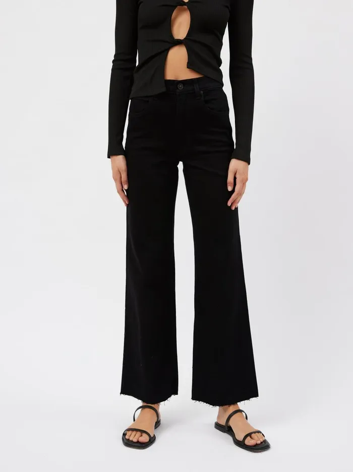 Women Grace High Rise Wide Leg Jean Jet Black The UNDONE Denim