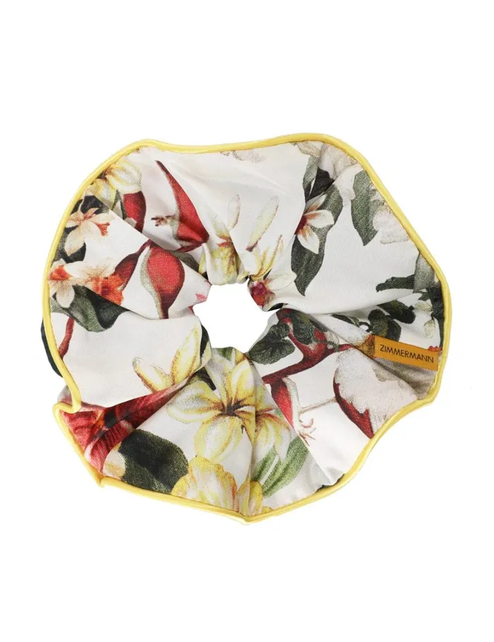 Women Hair Accessories Zimmermann Double Faced Silk Scrunchie Ivory Palm
