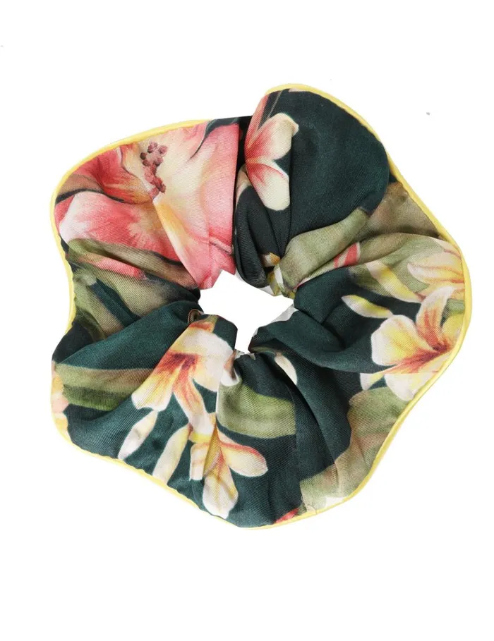 Women Hair Accessories Zimmermann Double Faced Silk Scrunchie Ivory Palm