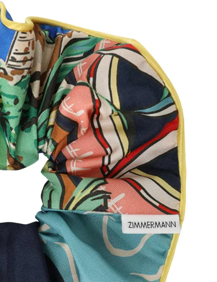 Women Hair Accessories Zimmermann Double Faced Silk Scrunchie Nautical Map