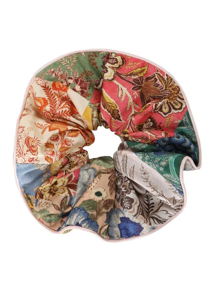 Women Hair Accessories Zimmermann Double Faced Silk Scrunchie Patch Floral