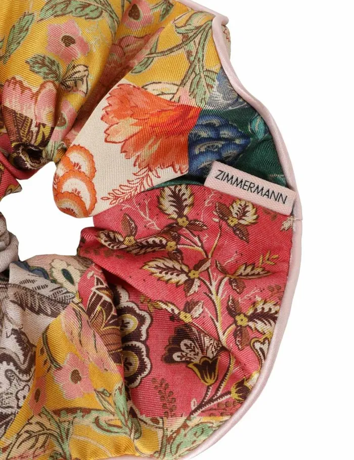 Women Hair Accessories Zimmermann Double Faced Silk Scrunchie Patch Floral