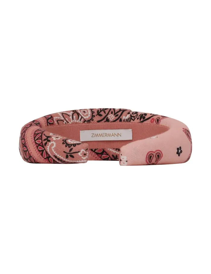 Women Hair Accessories Zimmermann Printed Linen Headband Pink Bandana
