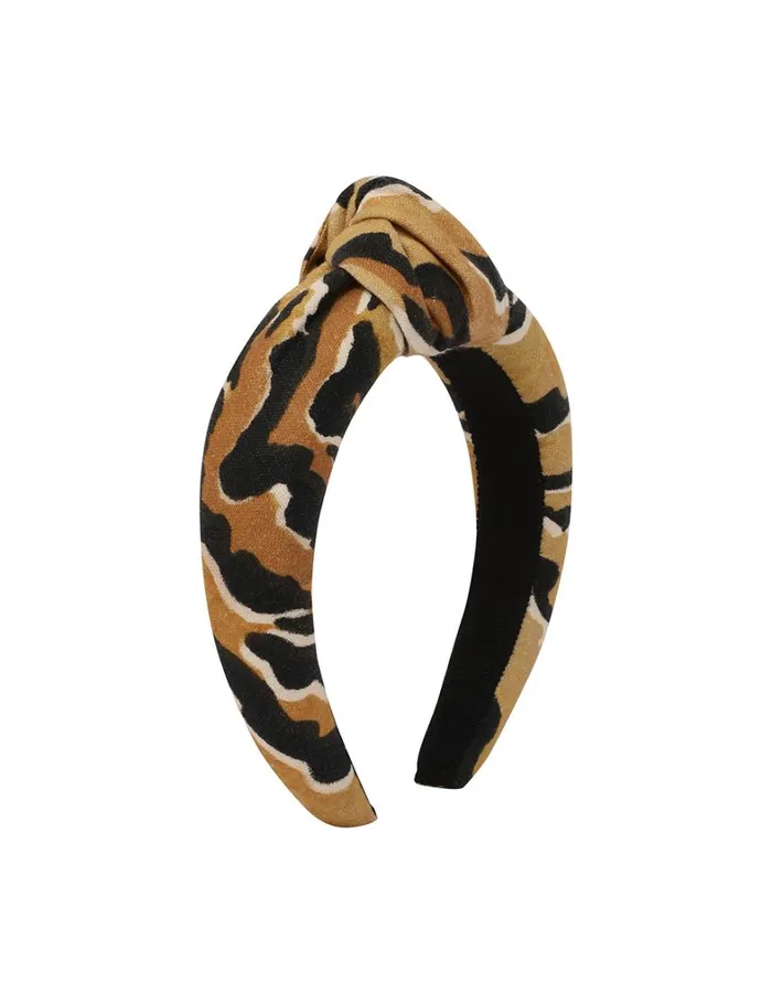 Women Hair Accessories Zimmermann Printed Linen Headband Tan Tiger
