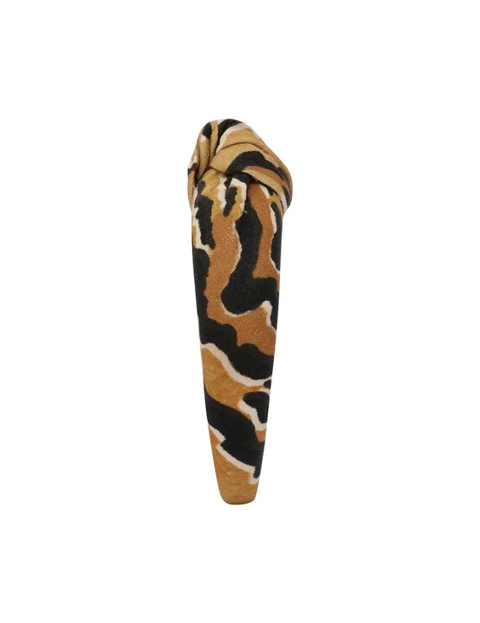 Women Hair Accessories Zimmermann Printed Linen Headband Tan Tiger