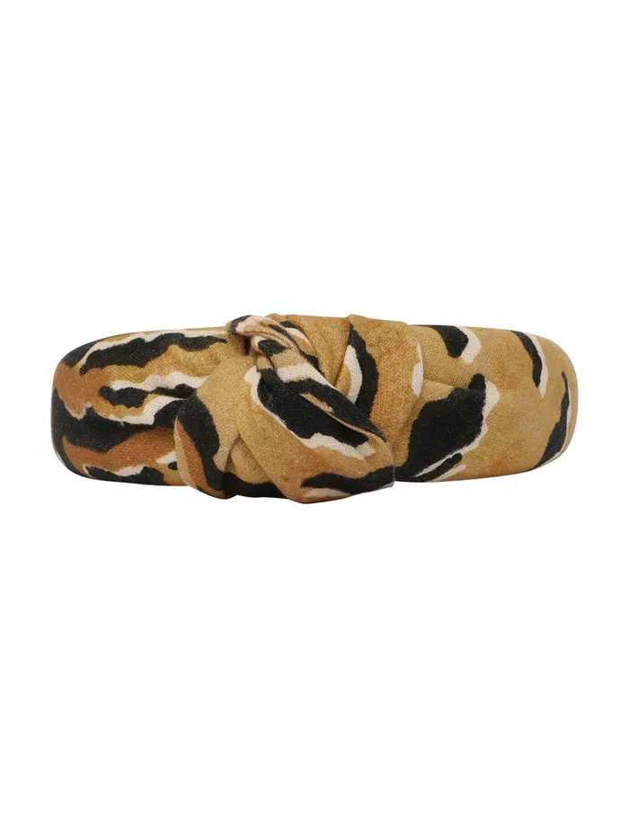 Women Hair Accessories Zimmermann Printed Linen Headband Tan Tiger