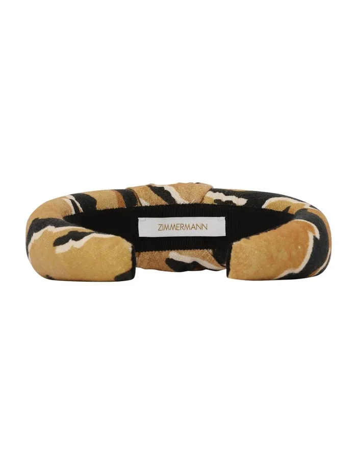 Women Hair Accessories Zimmermann Printed Linen Headband Tan Tiger