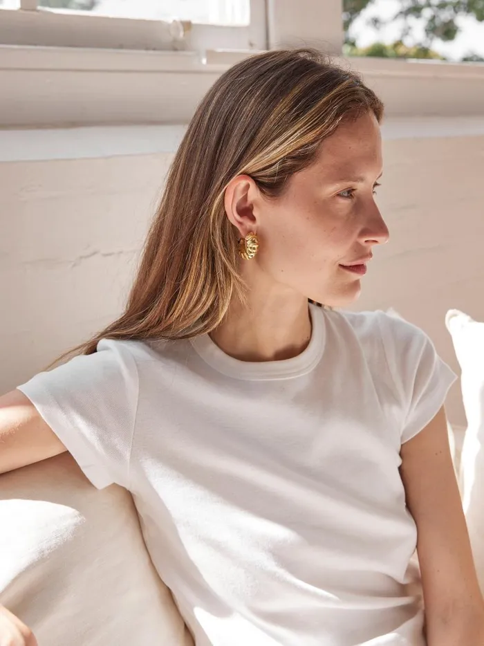 Women Hammered Hoop Earrings Gold The UNDONE Earrings